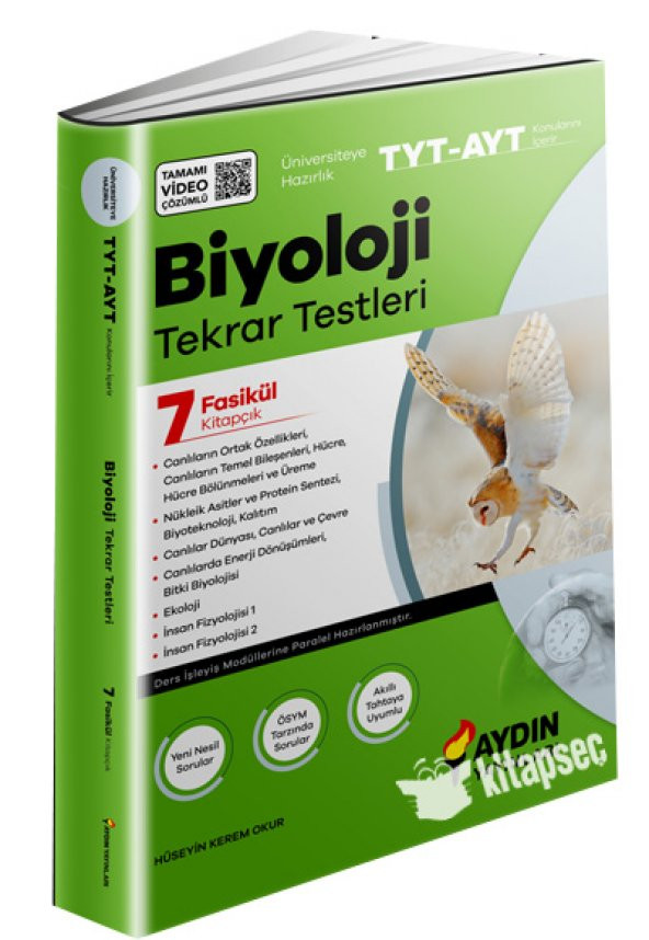 Aydın Yayınları Üniversiteye Hazırlık TYT-AYT Biyoloji Tekrar Testleri