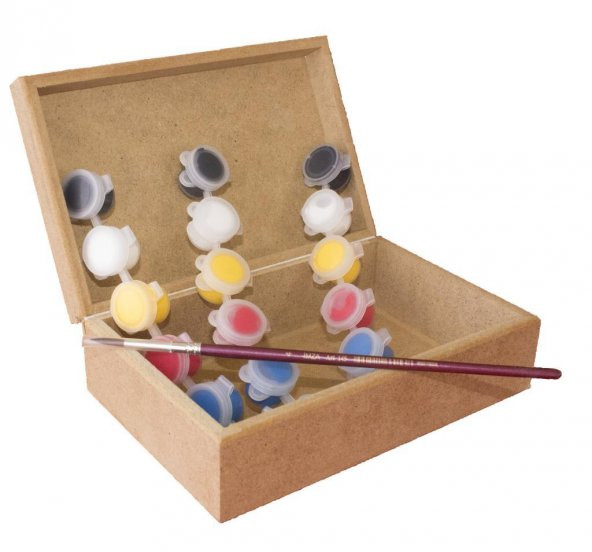6x11x17cm Dikdörtgen Ahşap Hobi İş Eğitimi Kutu Boyama Seti - 1