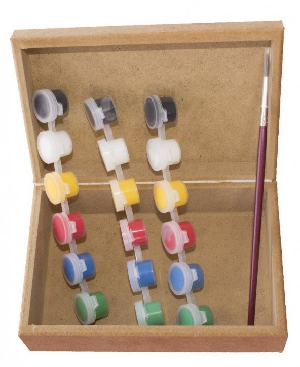 6x11x17cm Dikdörtgen Ahşap Hobi İş Eğitimi Kutu Boyama Seti - 2