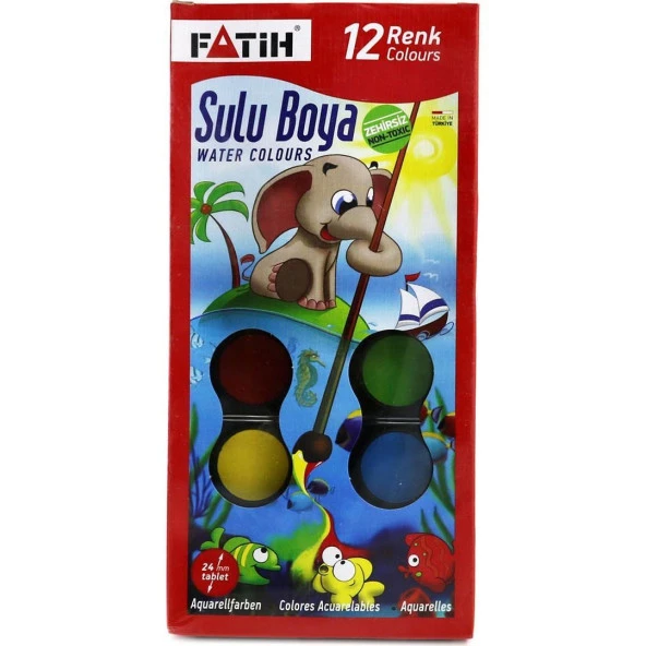 Fatih Sulu Boya Aquarell Büyük Boy 12 Renk 33 ML K-12
