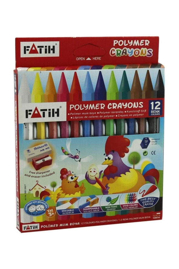 Fatih Mum Pastel Boya Polymer Crayons 12 Renk 50130/F