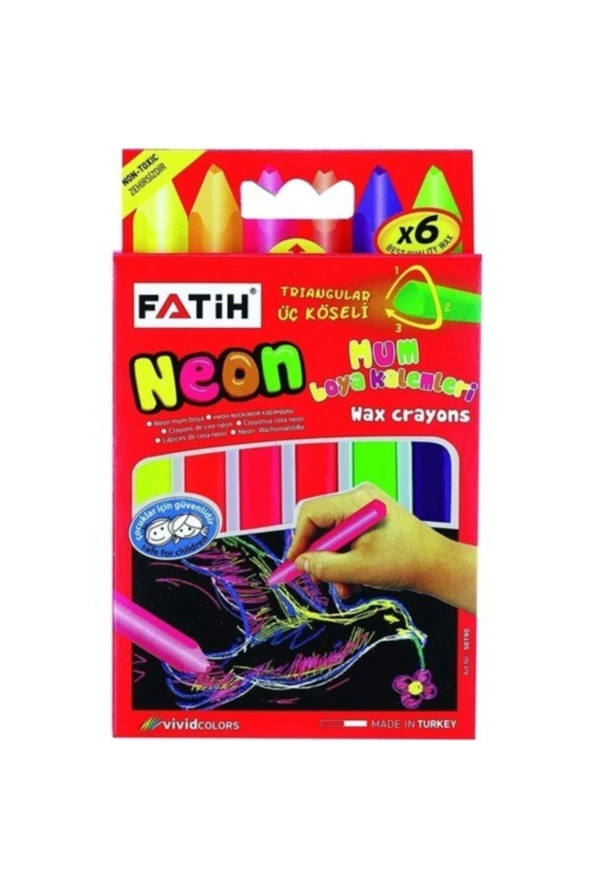 Fatih Mum Pastel Boya Neon Wax Crayon Jumbo 6 Renk Neon
