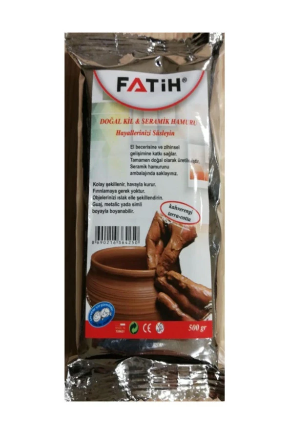 Fatih Seramik Hamuru Doğal Kil 500 GR Kahverengi 36425