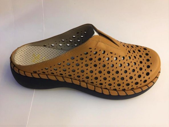 Kadın Hakiki Deri Sabo Taba Ortopedik Terlik - 2