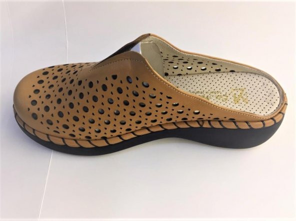 Kadın Hakiki Deri Sabo Taba Ortopedik Terlik - 3