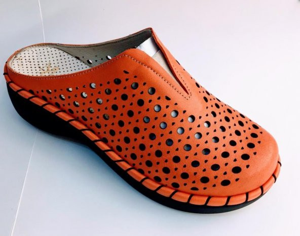 Kadın Hakiki Deri Sabo Narçiceği Ortopedik Terlik