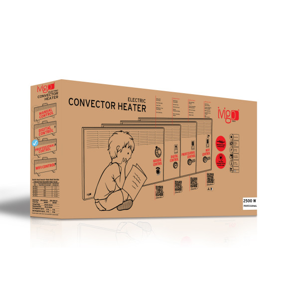 İVİGO Profesyonel 2500 Watt Kumandalı Elektrikli Konvektör Isıtıcı AYAKLI / Beyaz - 6