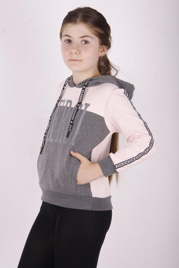 Toontoy Kız Çocuk Merci Baskılı Kapüşonlu Sweatshirt - 2