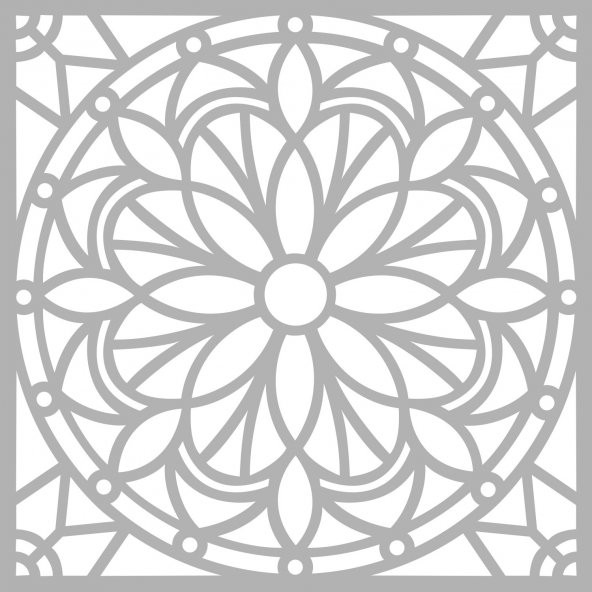 Çiçek Karo 5 Stencil Boyama şablonu 30x30 cm, Duvar Stencil, Fayans Stencil, Mobilya Stencil - 2