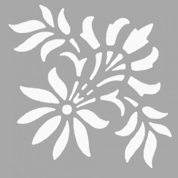 Yaprak Detay Çiçek Stencil Boyama şablonu 30x30 cm, Duvar Stencil, Fayans Stencil, Mobilya Stencil