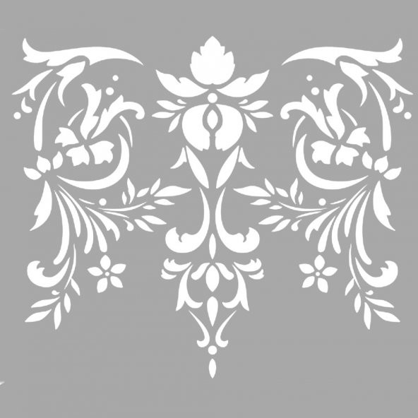 Yapraklar ve Çiçek Stencil Boyama şablonu 30x30 cm, Duvar Stencil, Fayans Stencil, Mobilya Stencil