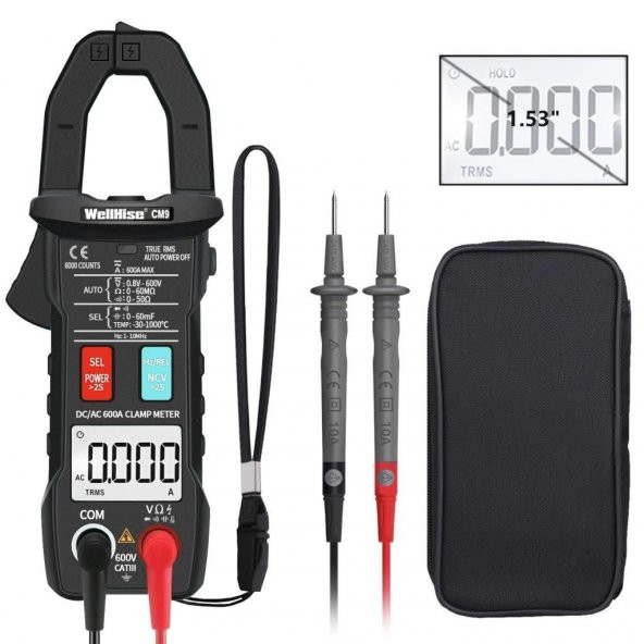 WellHise CM9 600A AC/DC Dijital Otomatik Pensampermetre TRUE RMS - 2