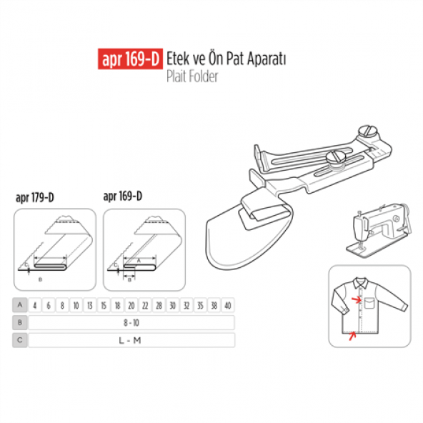Etek Ve Ön Pat Aparatı 8Mm / APR 169-D