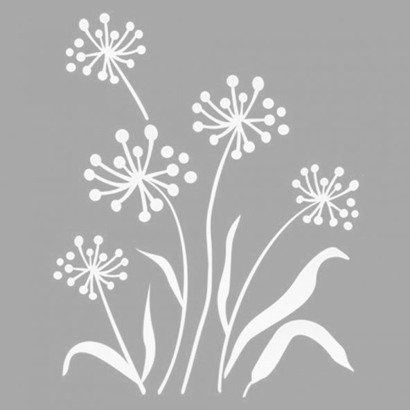 Çiçek Motif-33 Stencil Boyama şablonu 30x30 cm, Duvar Stencil, Fayans Stencil, Mobilya Stencil
