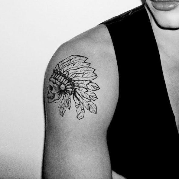 Kuru Kafa-4 Geçici Dövme,Geçici Tattoo 15,5x16cm,Vücut Dövme,Kol Bilek Dövme,Boyun Dövme,Sırt Dövme