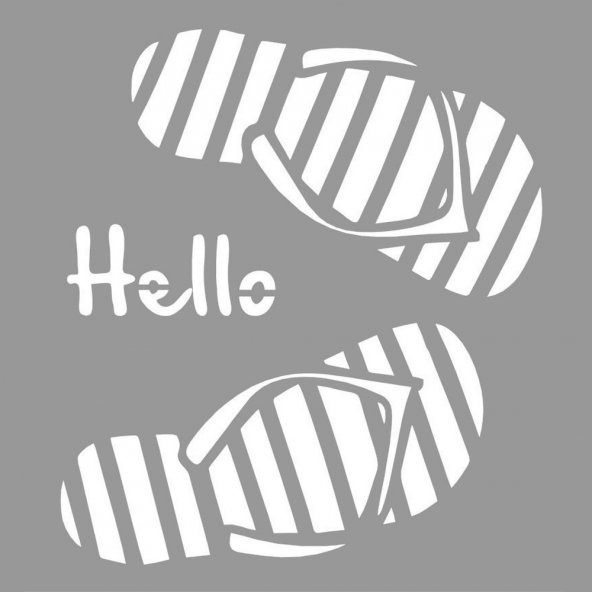 Hello Slippers Stencil Boyama şablonu 30x30 cm, Duvar Stencil, Fayans Stencil, Mobilya Stencil