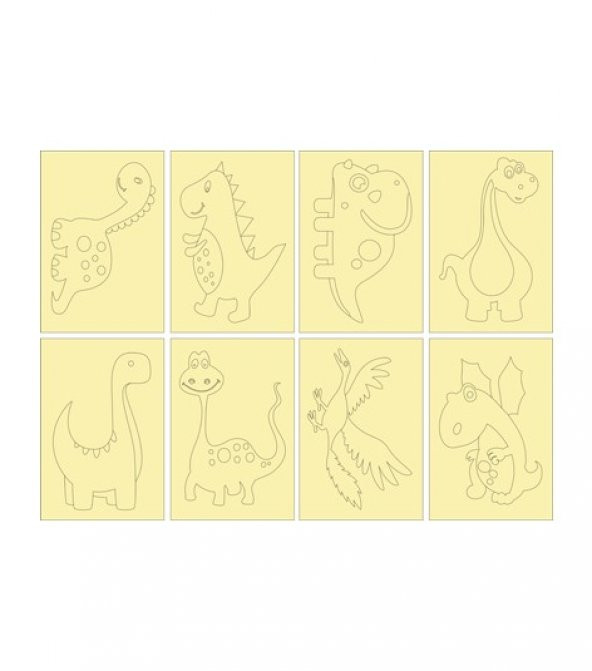 Dinozorlar TB-003 16,5x23 cm Tuz Boyama Seti (8 Adet), Eğitici Oyun, Kum Boyama Seti - 2