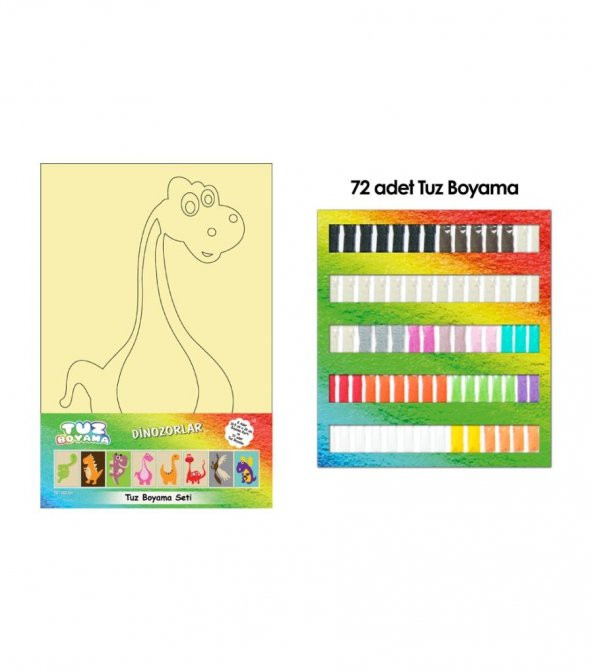 Dinozorlar TB-003 16,5x23 cm Tuz Boyama Seti (8 Adet), Eğitici Oyun, Kum Boyama Seti - 3