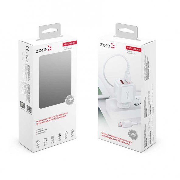 Xiaomi Redmi 9A Zore Vest Micro 2 in 1 2.4A Hızlı Şarj Seti - 7