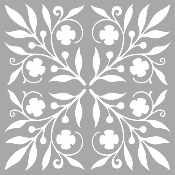 Yapraklar Karo Stencil Boyama şablonu 30x30 cm, Duvar Stencil, Fayans Stencil, Mobilya Stencil - 2