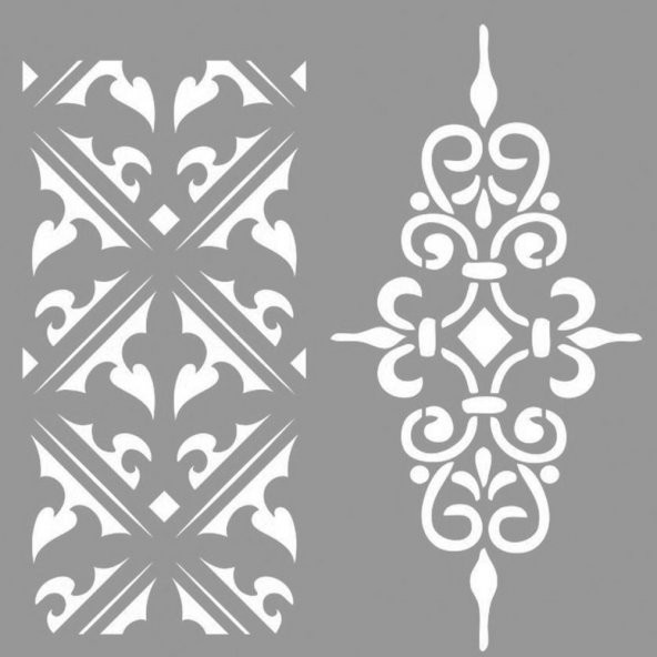Art İkili Desen Stencil Boyama şablonu 30x30 cm, Duvar Stencil, Fayans Stencil, Mobilya Stencil