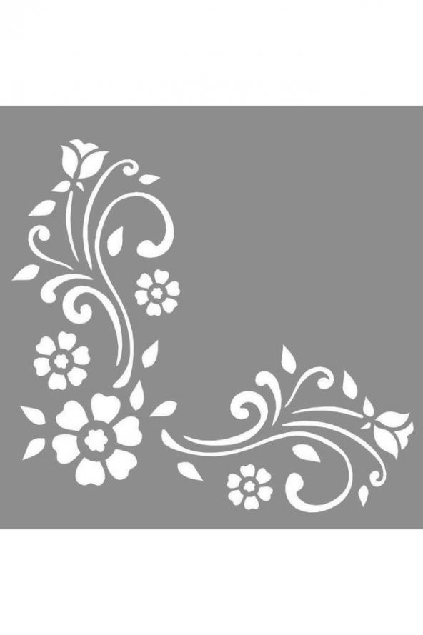 Floral Connie Stencil Boyama şablonu 30x30 cm, Duvar Stencil, Fayans Stencil, Mobilya Stencil - 2