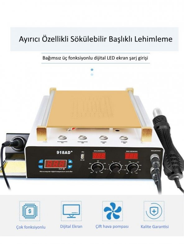 WellHise 918AD+ BGA Istasyonu  LCD Ekran Ayırıcı Havya İstasyonu - 6