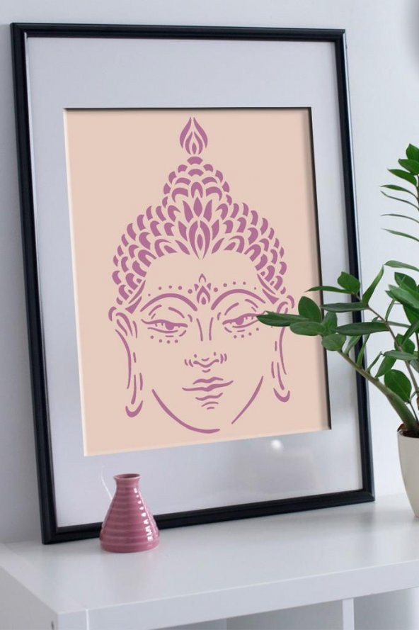 Buddha Kafası Stencil Boyama şablonu 30x30 cm, Duvar Stencil, Fayans Stencil, Mobilya Stencil