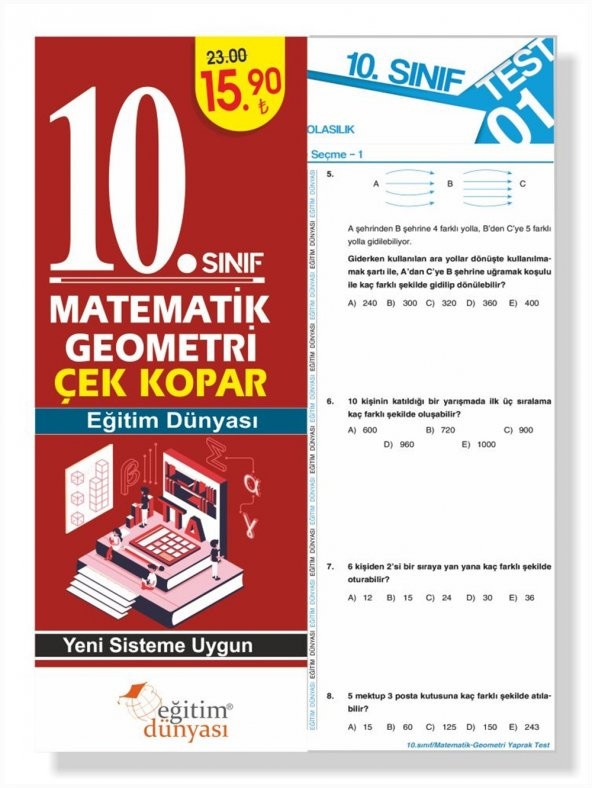 EĞİTİM DÜNYASI 10. SINIF MATEMATİK - GEOMETRİ ÇEK KOPAR TEST - 1