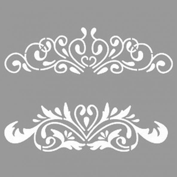 Taç Desenleri Stencil Boyama şablonu 30x30 cm, Duvar Stencil, Fayans Stencil, Mobilya Stencil