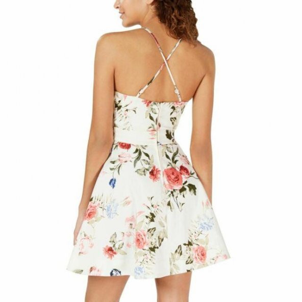 Bej Renk Genç Bayan İvory Floral Fit & Flare, Mini Elbise - 2