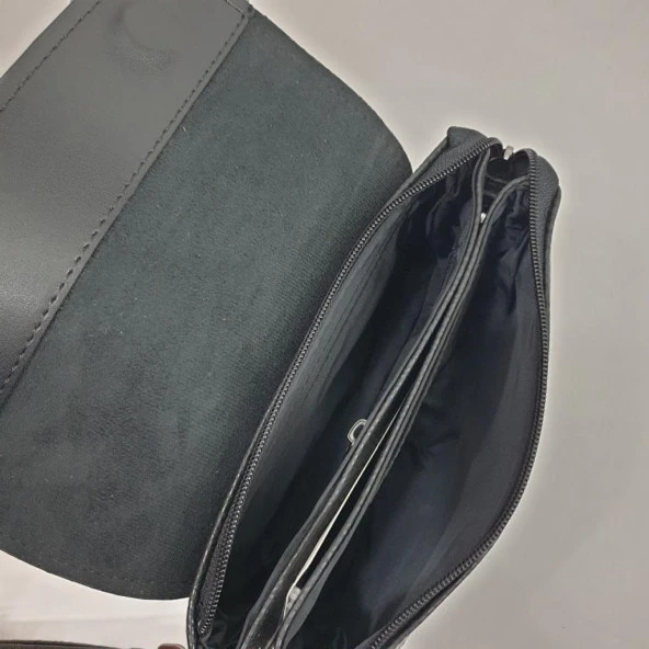 Sade Siyah Renk Erkek Deri El Çantası - 9