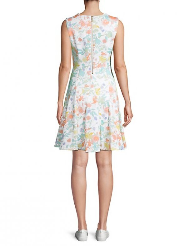 Çiçekli Dar Kesim Elbise (C&K) - 2