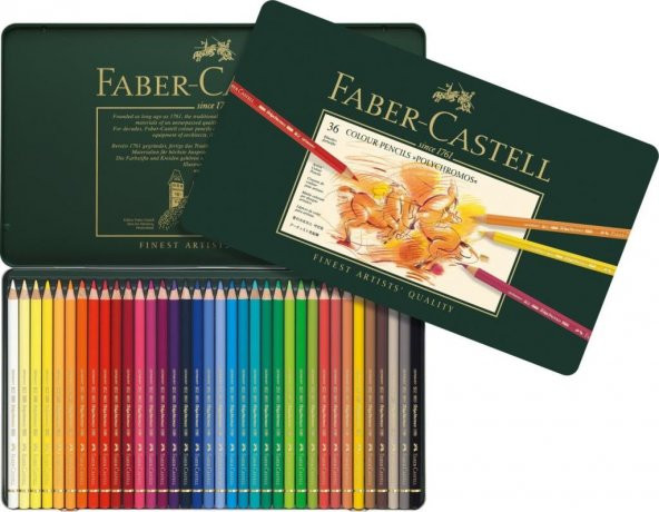 Faber Castell Polychromos Kuru Boya Kalemi Metal Kutu 36lı