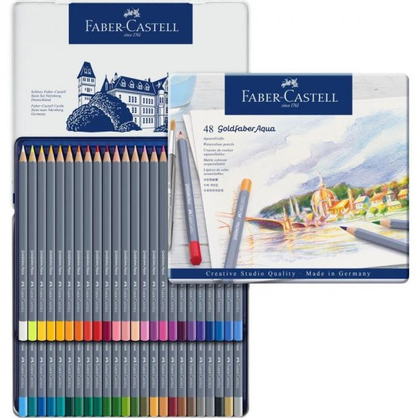 Faber Castell Creative Studio Goldfaber Aquarell Boya Kalemi Metali Kutu 48li