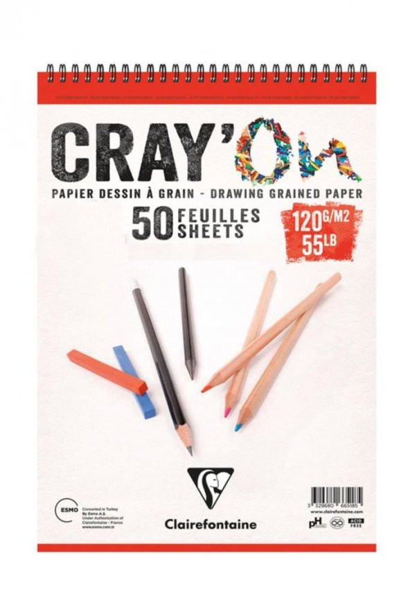 Clairefontaine CrayOn Çizim Blok A4 Üstten Spiralli 120 gr. 50 Yaprak