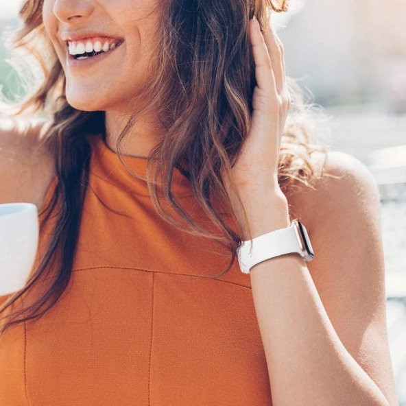 Apple Watch Kordon 2 3 4 5 38 40 mm Kordon Silikon Kayış Beyaz - 4