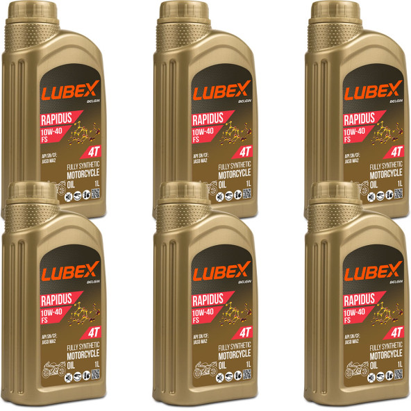 Lubex Rapidus FS 10W-40 1 Lt 4 Zamanlı Motosiklet Yağı (6 Adet)