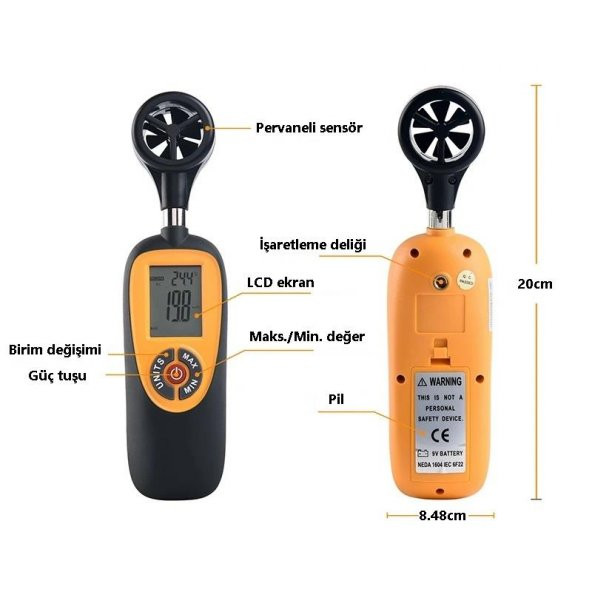 WellHise HT-91 Anemometre Rüzgar Ölçüm Cihazı - 3