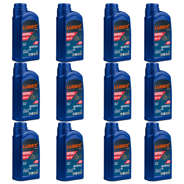 Lubex Rapidus 15W-40 1 Lt 4 Zamanlı Motosiklet Yağı (12 Adet)