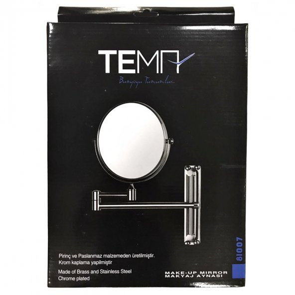 Tema Marka Mafsallı Büyüteçli Makyaj Aynası Paslanmaz Krom - 3
