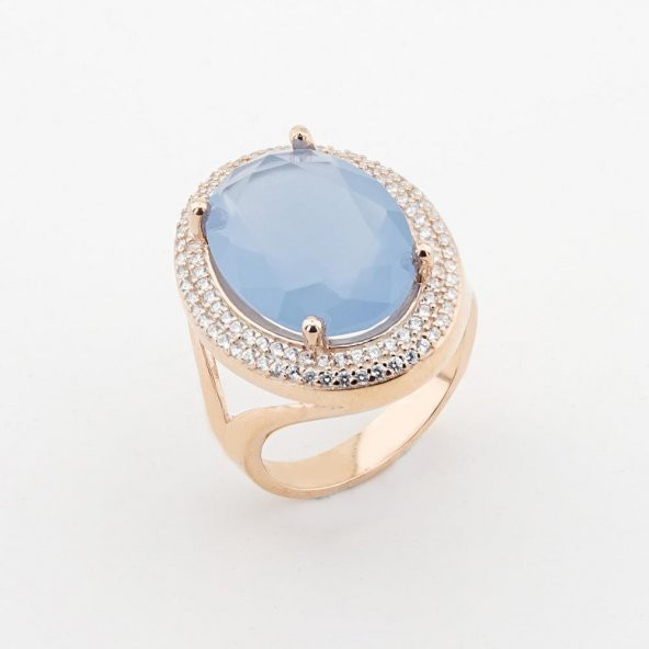 925 Ayar Gümüş Su Yeşili Taşlı Bayan Gümüş Yüzük ürün görseli