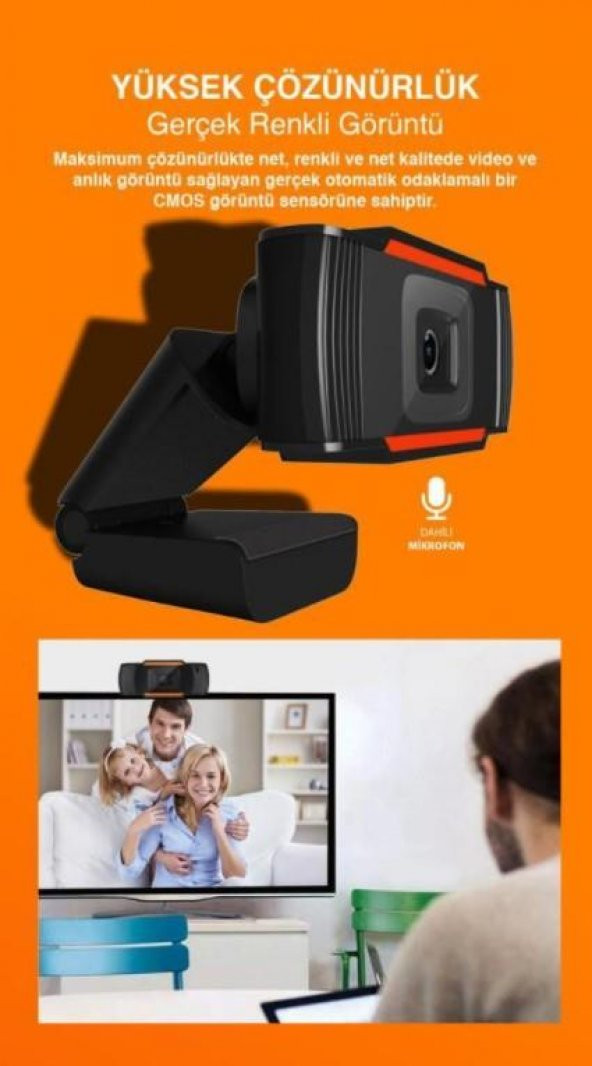 ACL 720P Webcam Mikrafonlu Hd Tak Çalıştır Online Eğitim Web Kamerası - 4