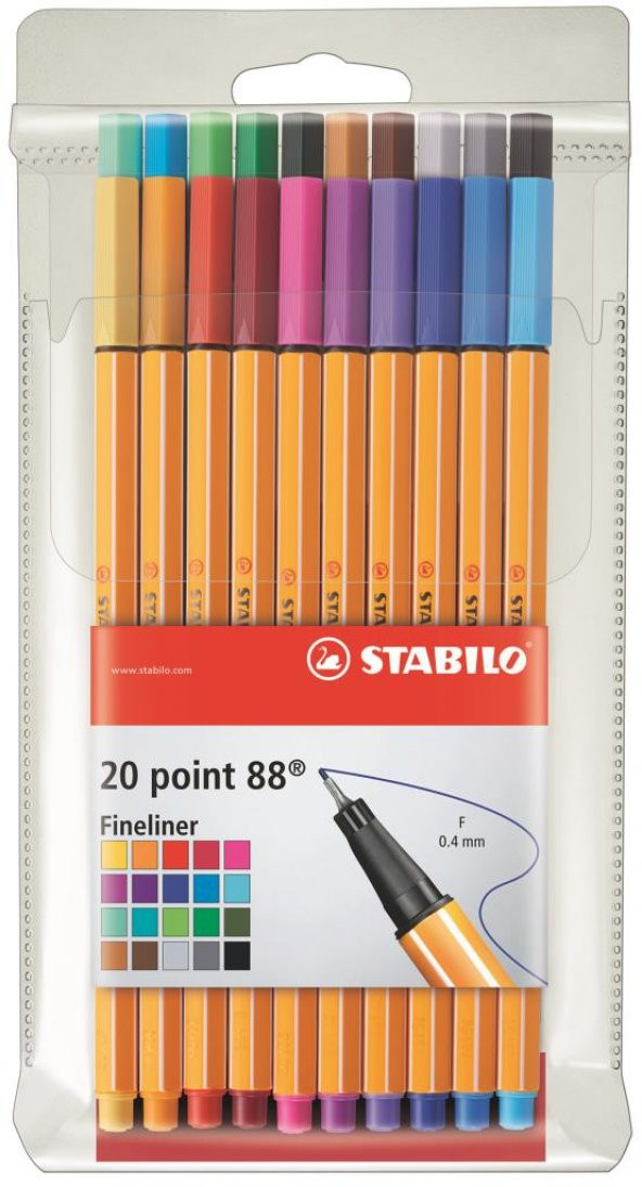 Stabilo Point 88 İnce Uçlu Keçeli Kalem Seti 20 Renk Askılı Paket