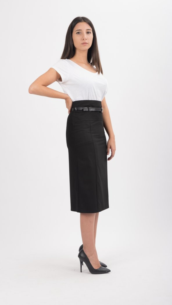 BAYAN KALEM ETEK ŞANEL BOY,75 CM.SORALLİNE,762 SİYAH - 2