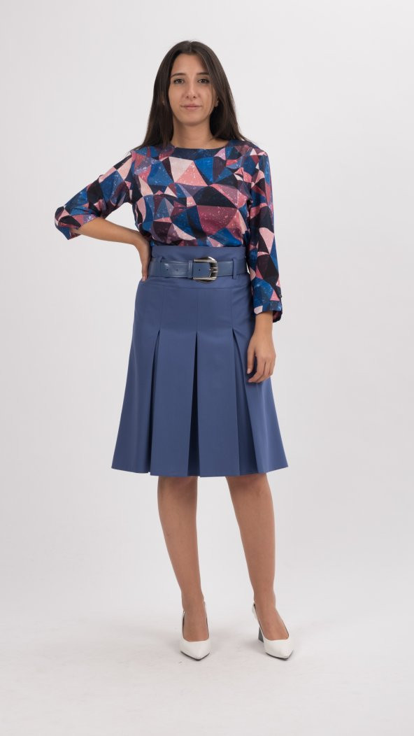 BAYAN 3 PİLE ,ASTARLI ETEK 65 CM BOYUNDA,SORALLİNE,724,MAVİ