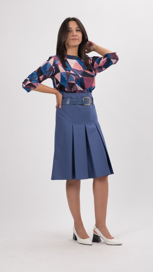 BAYAN 3 PİLE ,ASTARLI ETEK 65 CM BOYUNDA,SORALLİNE,724,MAVİ - 2