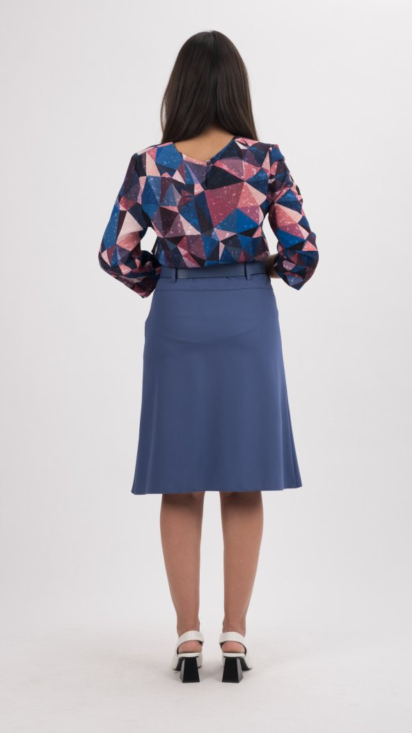 BAYAN 3 PİLE ,ASTARLI ETEK 65 CM BOYUNDA,SORALLİNE,724,MAVİ - 3