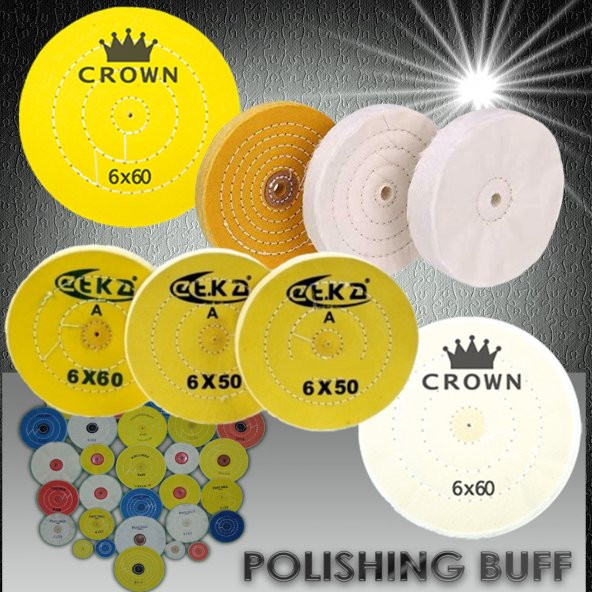 Crown 6x60 Sarı ve Beyaz Dikişli Bez Fırçalar