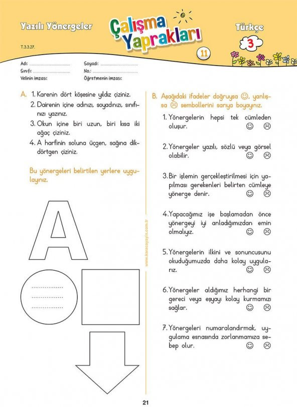 Karaca Eğitim Yayınları 3. Sınıf Türkçe Etkinlikli Soru Bankası Çalışma Yaprakları - 6